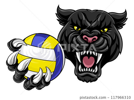 Black Panther Leopard Jaguar Cat Volleyball Mascot 117966310