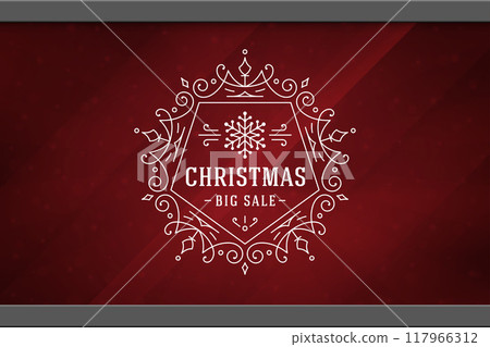 Christmas sale sticker label design on window background vector illustration. 117966312
