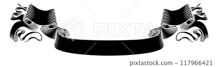 Paper Scroll Banner Ribbon Parchment Woodcut Style 117966421