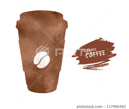 Coffee paper cup silhouette with coffee bean 117966462