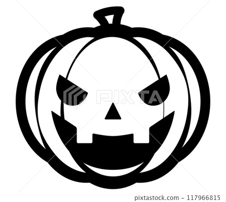 Jack-o'-lantern illustration [2] [monochrome line drawing] 117966815