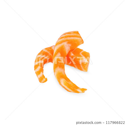 Sliced salmon isolated on white background. 117966822