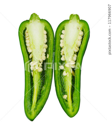 jalapeno peppers isolated on white background. jalapeno peppers isolated on white background. 117966907