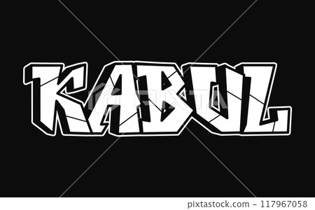 Kabul - single word, letters graffiti style. Vector hand drawn logo. Funny cool trippy word Kabul, fashion, graffiti style print t-shirt, poster concept Kabul - single word, letters graffiti style. Vector hand drawn logo. Funny cool trippy word Kabul, fashion, graffiti style print t-shirt, poster concept 117967058
