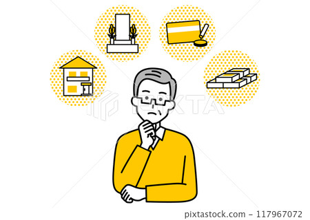 Elderly man thinking about inheritance 117967072
