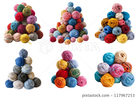Six Triangular Arrangements of Colorful Yarn Balls 117967253