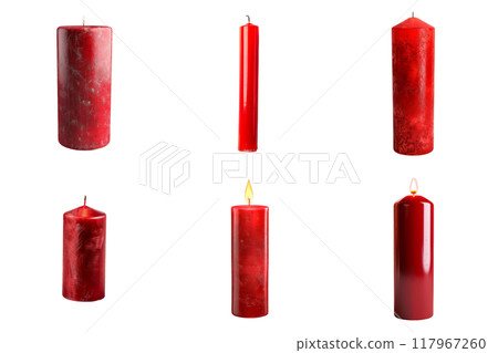 Six Red Candles, Some Lit, Some Unlit Six Red Candles, Some Lit, Some Unlit 117967260