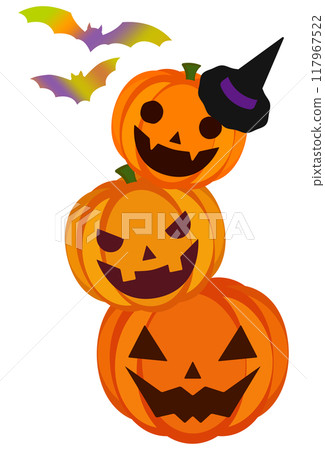 Halloween pumpkin and bat illustration [vertical] 117967522
