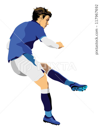 Male soccer player shooting 117967692