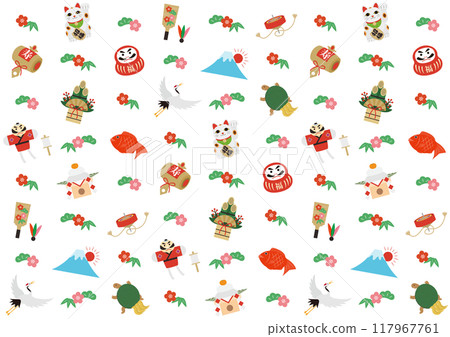 New Year's pattern illustration_white 117967761