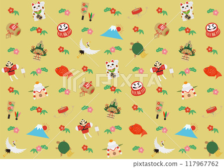 New Year's pattern illustration_gold 117967762