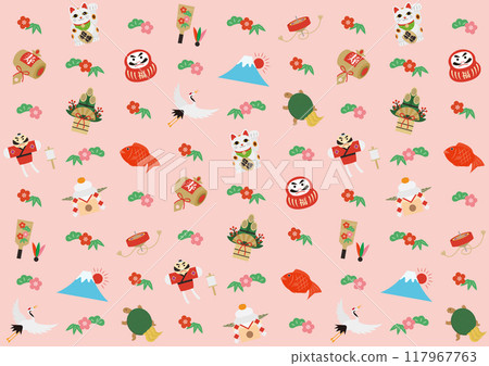 New Year's pattern illustration_red 117967763