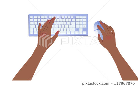 Hands typing on a keyboard Hands typing on a keyboard 117967870