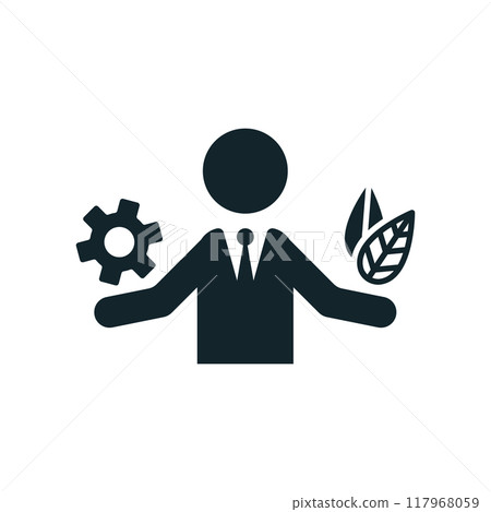 Businessman choosing between industry and ecology concept icon 117968059