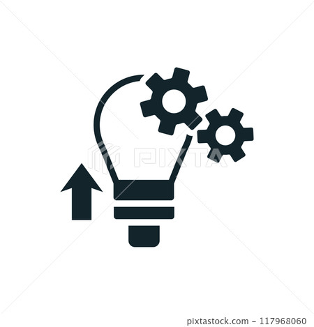 Light bulb improving with gears increasing productivity 117968060