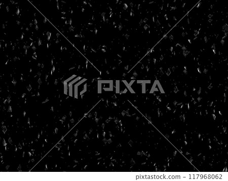 Small flying glass shards on a black background effect 117968062