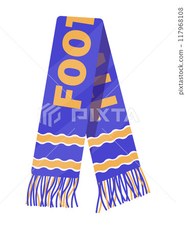 Blue and yellow football scarf flat vector illustration perfect for sports-related projects depicting fan accessories and related themes bright colors 117968108
