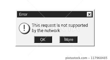 Old error notification in black style. Retro warning window message. 117968485