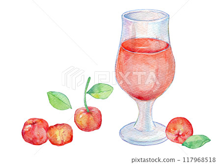 Watercolor illustration: Acerola juice 117968518