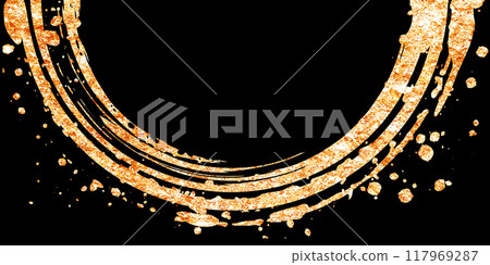 黑色背景的金色日式圓圈插畫素材 117969287