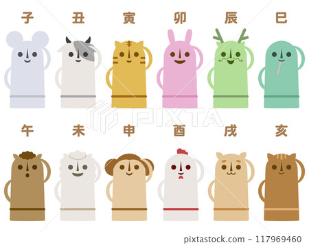 Cute and cute zodiac haniwa set of 12 117969460