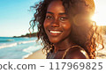 Woman in White Bikini on Beach 117969825