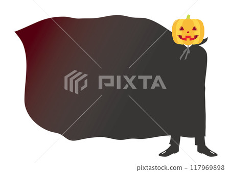 Frame of a jack-o'-lantern with a fluttering cape (no lines) Frame of a jack-o'-lantern with a fluttering cape (no lines) 117969898