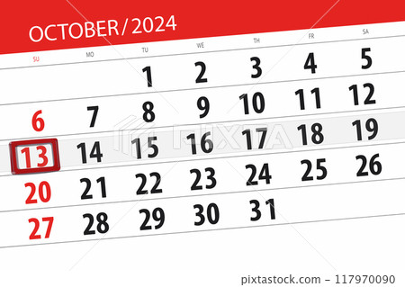Calendar 2024, deadline, day, month, page, organizer, date, October, sunday, number 13 117970090