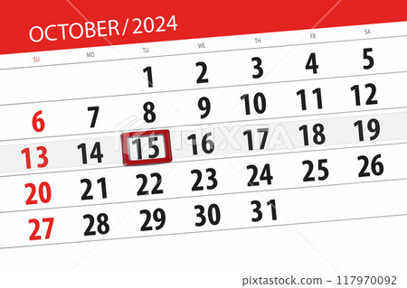 Calendar 2024, deadline, day, month, page, organizer, date, October, tuesday, number 15 117970092