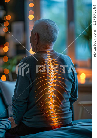 Digital composite of a selected spine of an older man 117970264
