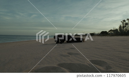 Monk Does Workout Push Ups Sport Training On The Beach Monk Does Workout Push Ups Sport Training On The Beach 117970605