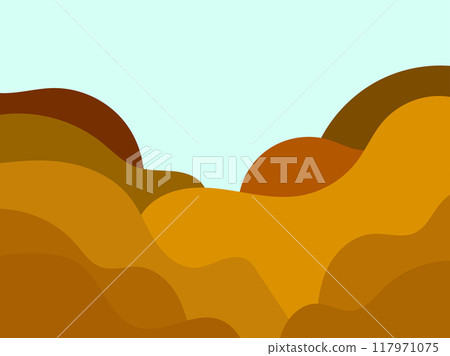 Mountain landscape in minimalist style. Panorama of wavy mountain peaks. Design for posters, banners and advertising products. Vector illustration Mountain landscape in minimalist style. Panorama of wavy mountain peaks. Design for posters, banners and advertising products. Vector illustration 117971075