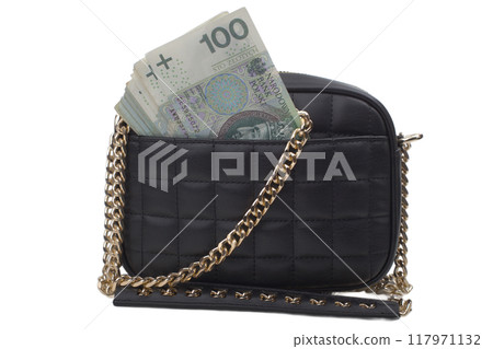 Stack of Polish 50 Zloty Banknotes Isolated on White Background 117971132