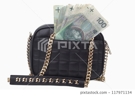 Black Quilted Purse with Polish Banknotes Black Quilted Purse with Polish Banknotes 117971134