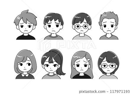 Children's icon illustration set Bust up Sad Children's icon illustration set Bust up Sad 117971193