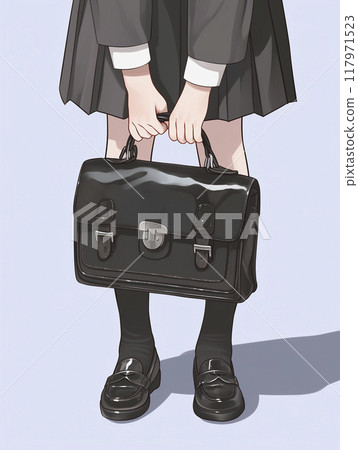 High school girl and bag: close-up of feet High school girl and bag: close-up of feet 117971523