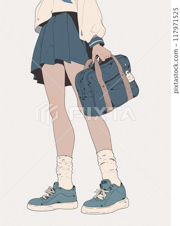 高中女生和包包的腳特寫 117971525