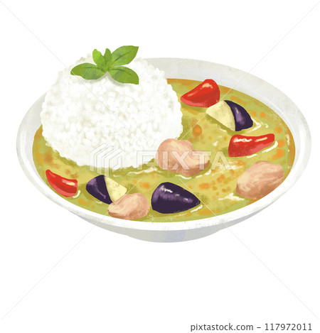 泰式咖哩、綠咖哩、咖哩飯的插圖 泰式咖哩、綠咖哩、咖哩飯的插圖 117972011