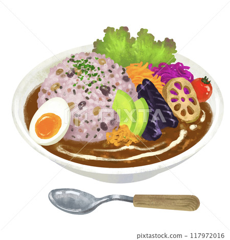 Stylish Cafe Curry - Curry rice illustration 117972016