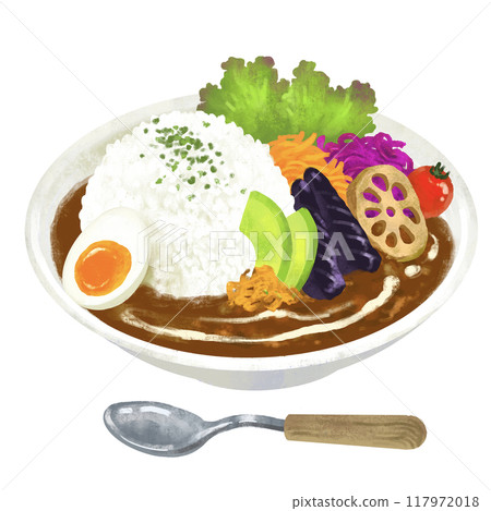 Stylish Cafe Curry - Curry rice illustration 117972018