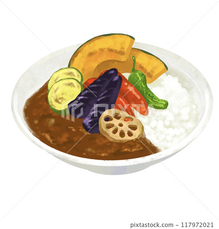 夏季蔬菜咖哩咖哩飯插畫 117972021