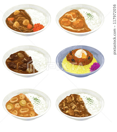 Various curry illustration set 2 Curry rice illustration 117972056