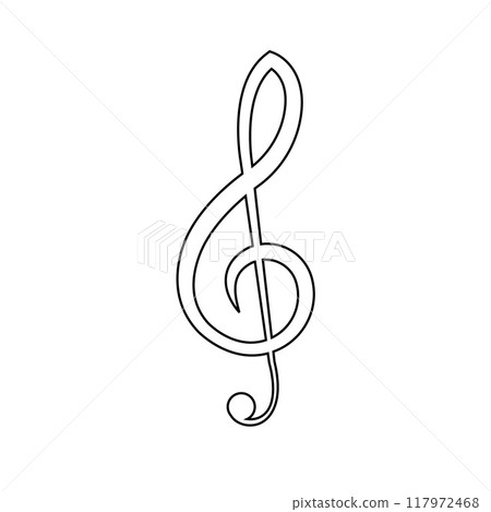 Vector flat outline music treble clef 117972468