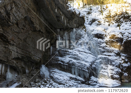 Partnachklamm or Partnach gorge in wintertime 117972620