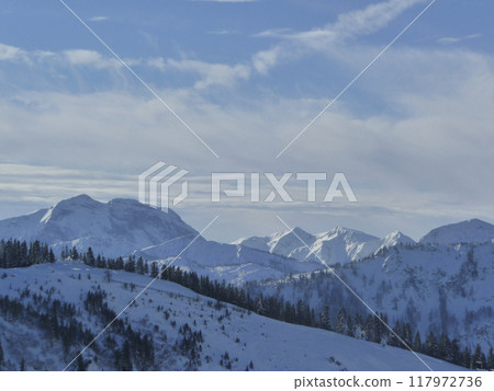 Mountain hiking at Brecherspitze mountain, Bavaria, Germany in wintertime Mountain hiking at Brecherspitze mountain, Bavaria, Germany in wintertime 117972736
