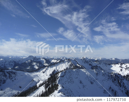 Mountain hiking at Brecherspitze mountain, Bavaria, Germany in wintertime Mountain hiking at Brecherspitze mountain, Bavaria, Germany in wintertime 117972738