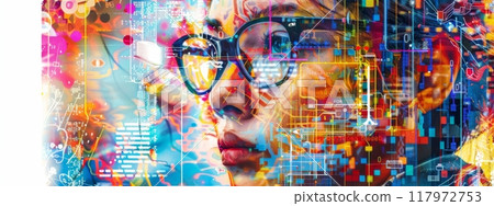 Dynamic digital collage background of...-插圖素材 [117972753] - PIXTA圖庫