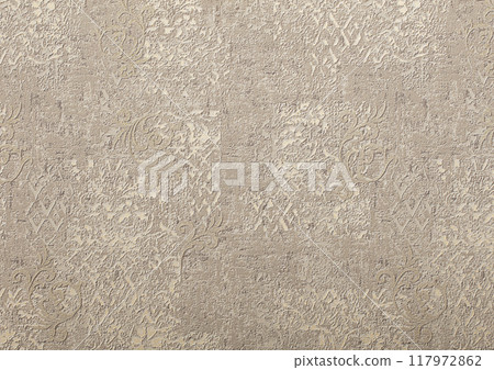 Background of beige wallpaper or plastered wall with a swirl pattern. Background of beige wallpaper or plastered wall with a swirl pattern. 117972862