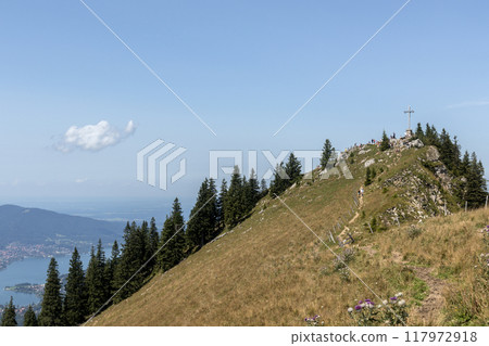 Tegernsee lake, Bodenschneid mountain tour in springtime, Bavaria, Germany Tegernsee lake, Bodenschneid mountain tour in springtime, Bavaria, Germany 117972918