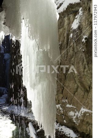 Partnachklamm or Partnach gorge in wintertime 117972943
